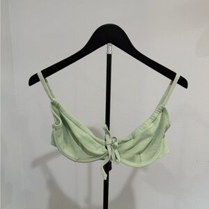 Tularosa Light Sage Ribbed Tie-Front Bikini Top